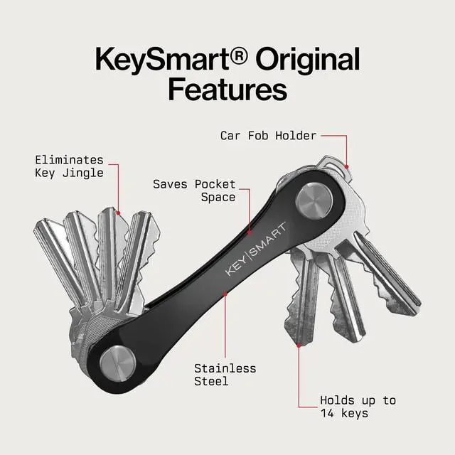 Alt view image 7 of 7 - Original Key Holder - Compact Key Organizer for Key Chain, Minimalist Clutter-Free EDC Keychains Key Ring, Black, 8 Keys, 2 Pack