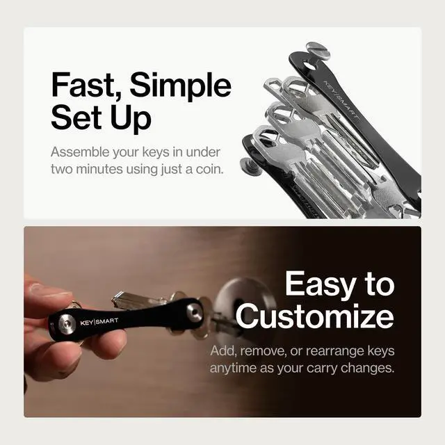 Alt view image 4 of 7 - Original Key Holder - Compact Key Organizer for Key Chain, Minimalist Clutter-Free EDC Keychains Key Ring, Black, 8 Keys, 2 Pack