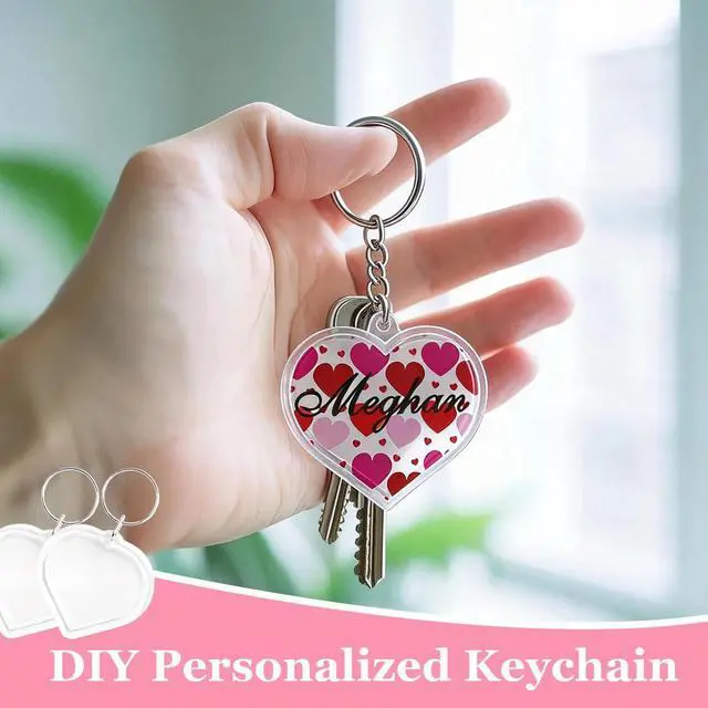 Alt view image 5 of 7 - 25Pcs Heart-Shaped Small Clear Acrylic Custom Personalised Insert Photo Picture Blank Frameless Frame Keychains Snap-in Key Chain Keyrings Key Holder for Family Lovers and Friends