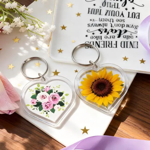 Alt view image 7 of 7 - 25Pcs Heart-Shaped Small Clear Acrylic Custom Personalised Insert Photo Picture Blank Frameless Frame Keychains Snap-in Key Chain Keyrings Key Holder for Family Lovers and Friends