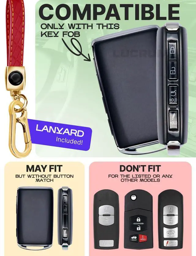 Alt view image 2 of 7 - Compatible with Mazda CX5 Key Fob Cover & Keychain