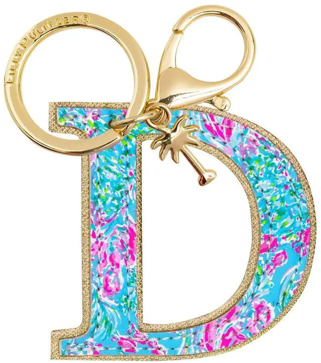 Main image of Leatherette Initial Keychain, Letter Bag Charm for Women, Best Fishes (D)