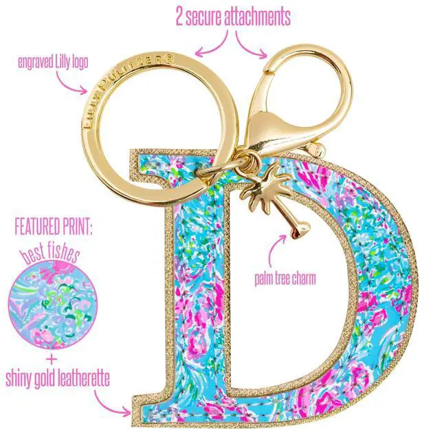 Alt view image 2 of 4 - Leatherette Initial Keychain, Letter Bag Charm for Women, Best Fishes (D)