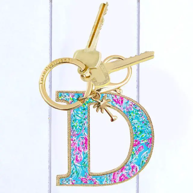 Alt view image 3 of 4 - Leatherette Initial Keychain, Letter Bag Charm for Women, Best Fishes (D)