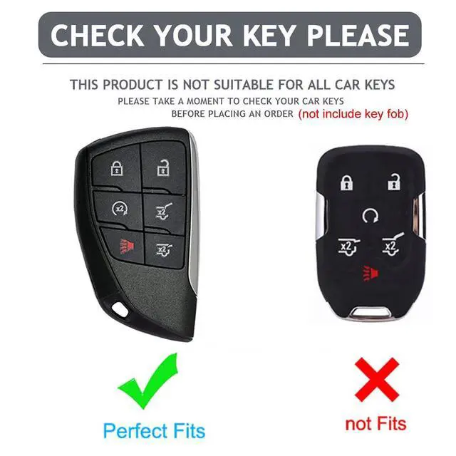 Alt view image 2 of 6 - Key Fob Cover for Chevy GMC with Keychain, Tahoe Suburban Equinox Traverse Yukon Denali Terrain Buick Envision Premium Soft TPU Case (6 Buttons Ivory)