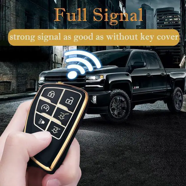 Alt view image 3 of 6 - Key Fob Cover for Chevy GMC with Keychain, Tahoe Suburban Equinox Traverse Yukon Denali Terrain Buick Envision Premium Soft TPU Case (6 Buttons Ivory)
