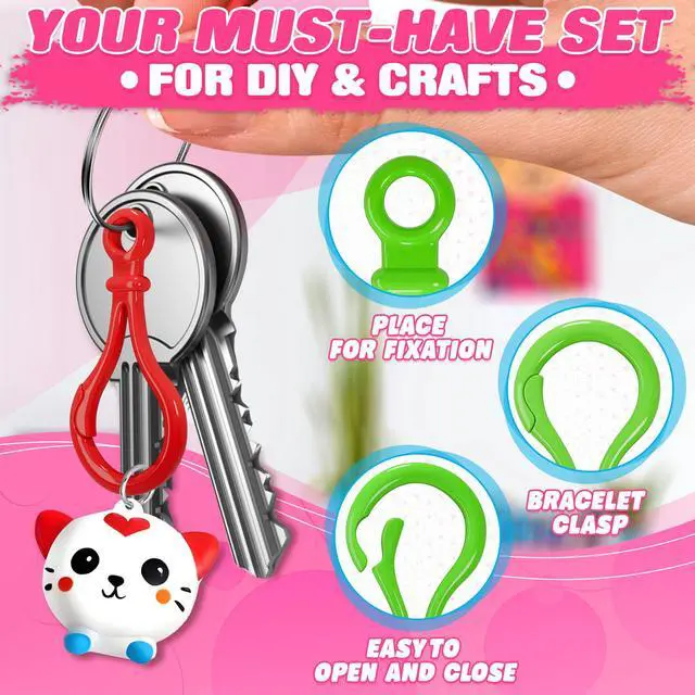 Alt view image 4 of 7 - 200 Pcs Plastic Keychain Clip Set 15 Assorted Colors Lobster Claw Clasps, 1.86" x 0.97" Each, Reliable Design Lightweight Clips for Creativity, Crafts, DIY Projects, Keychains, Bags & Charms