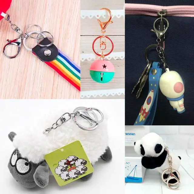 Alt view image 3 of 7 - 20sets Lobster Claw Clasps Hook with Flat Split Keychain Ring with Swivel Trigger Clip with Little Lobster Clasp for DIY Craft Jewelry Making Silver