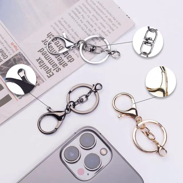 Alt view image 5 of 7 - 20sets Lobster Claw Clasps Hook with Flat Split Keychain Ring with Swivel Trigger Clip with Little Lobster Clasp for DIY Craft Jewelry Making Silver