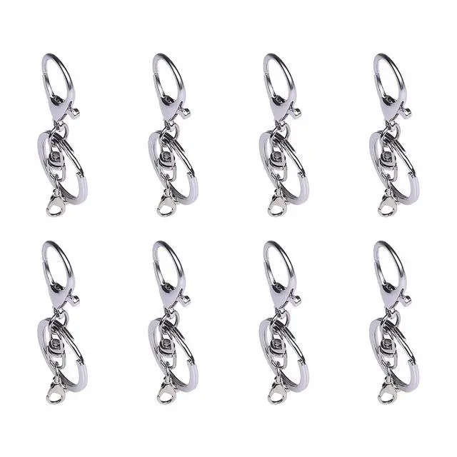 Alt view image 7 of 7 - 20sets Lobster Claw Clasps Hook with Flat Split Keychain Ring with Swivel Trigger Clip with Little Lobster Clasp for DIY Craft Jewelry Making Silver