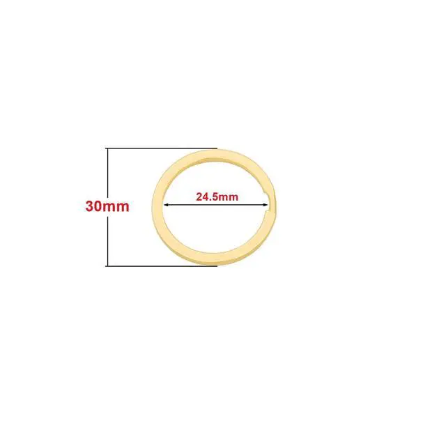 Alt view image 2 of 7 - 20 Pack Key Ring Keychain 1-1/5 Inch 30mm Diameter Metal Flat Split Key Chains Rings for Home Car Dog Tag Office Lanyards Keys Attachment Golden
