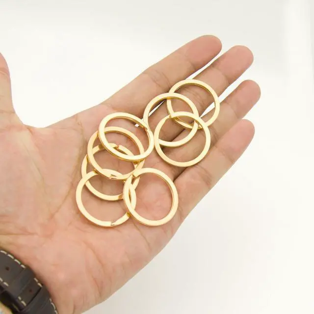 Alt view image 3 of 7 - 20 Pack Key Ring Keychain 1-1/5 Inch 30mm Diameter Metal Flat Split Key Chains Rings for Home Car Dog Tag Office Lanyards Keys Attachment Golden