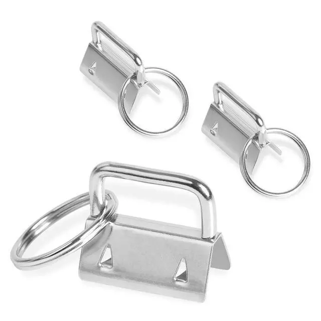 Alt view image 5 of 7 - 100 Pcs 1 Inch Key Fob Hardware, Dveda Metal Keychain Wristlet with Keyrings, Wristlet Keychains for Women Men for Bags, Belt, Wallet, Ribbon and Other Hand Craft (Silver)