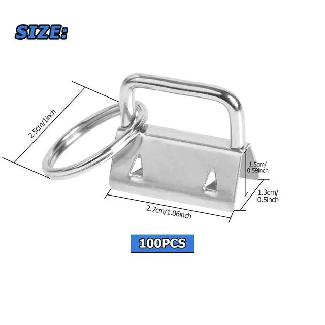 Alt view image 2 of 7 - 100 Pcs 1 Inch Key Fob Hardware, Dveda Metal Keychain Wristlet with Keyrings, Wristlet Keychains for Women Men for Bags, Belt, Wallet, Ribbon and Other Hand Craft (Silver)