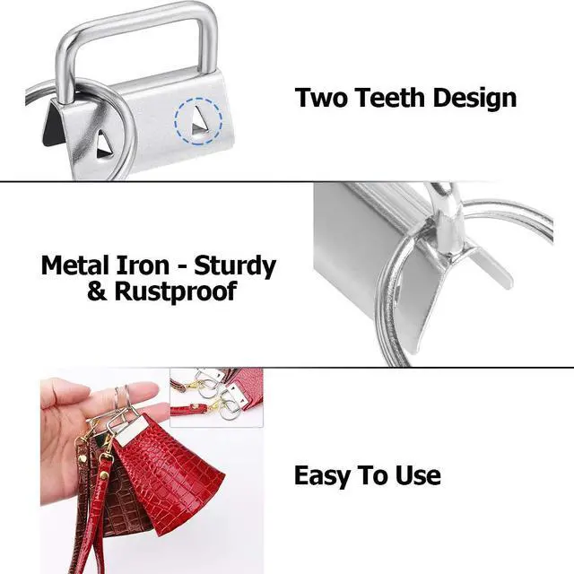 Alt view image 3 of 7 - 100 Pcs 1 Inch Key Fob Hardware, Dveda Metal Keychain Wristlet with Keyrings, Wristlet Keychains for Women Men for Bags, Belt, Wallet, Ribbon and Other Hand Craft (Silver)