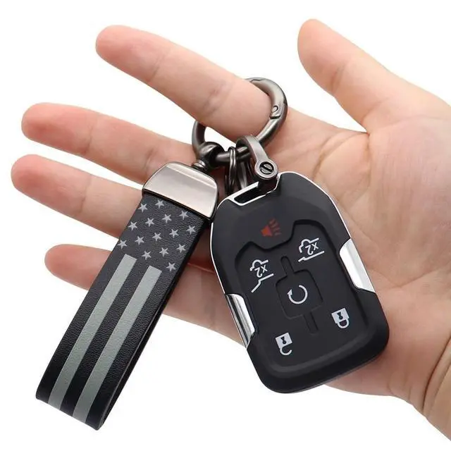 Alt view image 3 of 6 - Black American USA Flag Car Keychain with Zinc Alloy Ring, Men Car Accessories