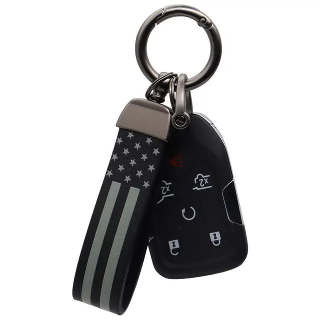Alt view image 5 of 6 - Black American USA Flag Car Keychain with Zinc Alloy Ring, Men Car Accessories