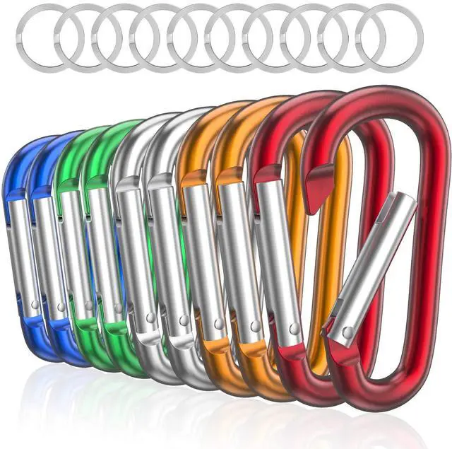 Main image of 3" Aluminum Carabiner D Ring, Caribeener Clips, Spring Snap Hook for Keychain Clip, Set of 10 (Multicolor)