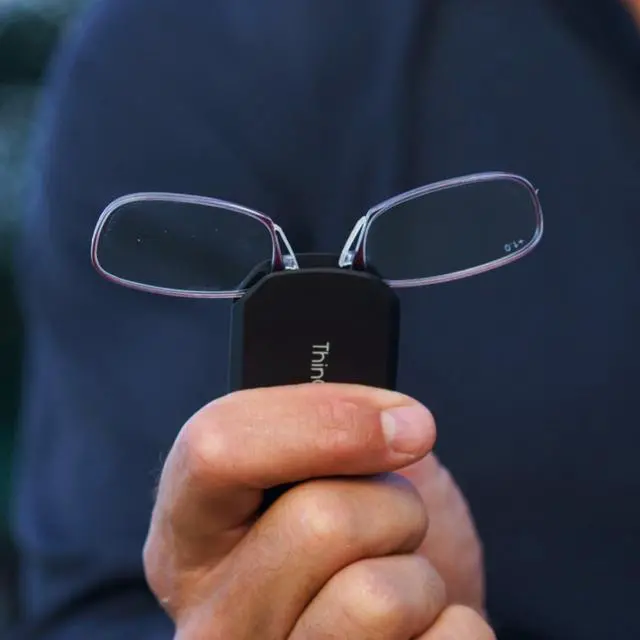 Alt view image 3 of 6 - Keychain Reading Glasses - Slim, Folding Armless Pocket Readers with Protective Keychain Case - Lightweight, Durable & Convenient - Black, Black 2.0x