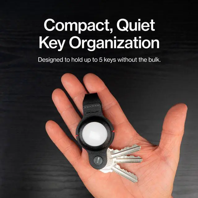 Alt view image 3 of 7 - AirTag Keychain Key Holder, Compatible with Apple AirTag Holder, Key Organizer Keychains, Case for Air Tag Key Chain, Key Ring, Vegan Leather, Air Tags Not Included - Black Leather