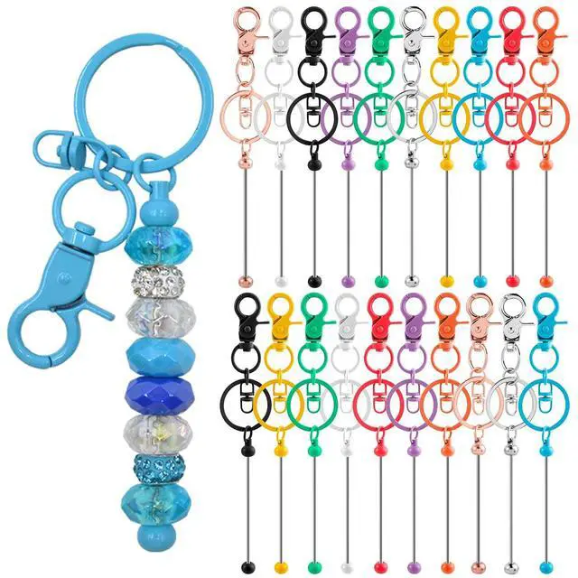 Main image of 20 Pcs Beadable Keychains Bulk Kit DIY Keychain Making Supplies with Metal Blanks for Crafts, Jewelry, Charms, Custom Projects Blank Chain Bars for Beaded Keychain Design (Colourful)