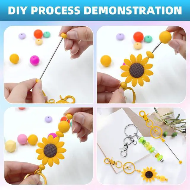 Alt view image 4 of 7 - 20 Pcs Beadable Keychains Bulk Kit DIY Keychain Making Supplies with Metal Blanks for Crafts, Jewelry, Charms, Custom Projects Blank Chain Bars for Beaded Keychain Design (Colourful)