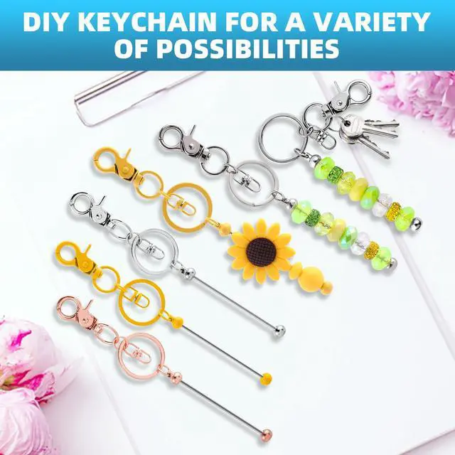 Alt view image 5 of 7 - 20 Pcs Beadable Keychains Bulk Kit DIY Keychain Making Supplies with Metal Blanks for Crafts, Jewelry, Charms, Custom Projects Blank Chain Bars for Beaded Keychain Design (Colourful)