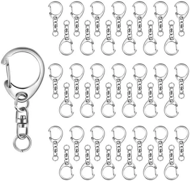 Main image of 50 pcs Lobster Clasp Key, Keychain Clip, Swivel Clasps Lanyard Snap Hook, DIY Crafts Key Chain, Lobster Claw Clasp (Silver)
