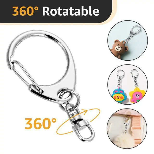 Alt view image 3 of 7 - 50 pcs Lobster Clasp Key, Keychain Clip, Swivel Clasps Lanyard Snap Hook, DIY Crafts Key Chain, Lobster Claw Clasp (Silver)