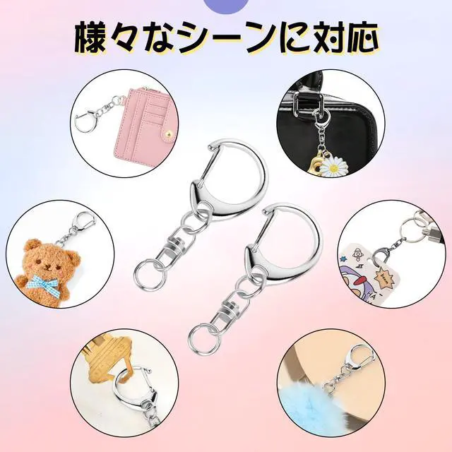 Alt view image 7 of 7 - 50 pcs Lobster Clasp Key, Keychain Clip, Swivel Clasps Lanyard Snap Hook, DIY Crafts Key Chain, Lobster Claw Clasp (Silver)
