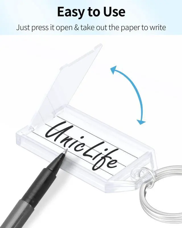 Alt view image 2 of 6 - 20 Pieces Key Tags 2 Inch Plastic Key Chain Tags with Ruled Blank Paper Labels Transparent Covers and Split Rings Sturdy Item Identifiers, White