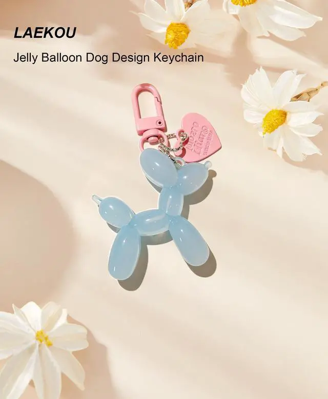 Alt view image 3 of 6 - Jelly Balloon Dog Design Keychain for Women, Cute Girls Key Chain, Bag Charms Accessories for Car Purse Backpack