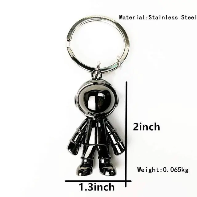 Alt view image 2 of 7 - Black Spacemen Keychains for Men Creative Astronaut Car Key Chain Pendant Backpack Purse Charm Lucky Astronaut Keyrings
