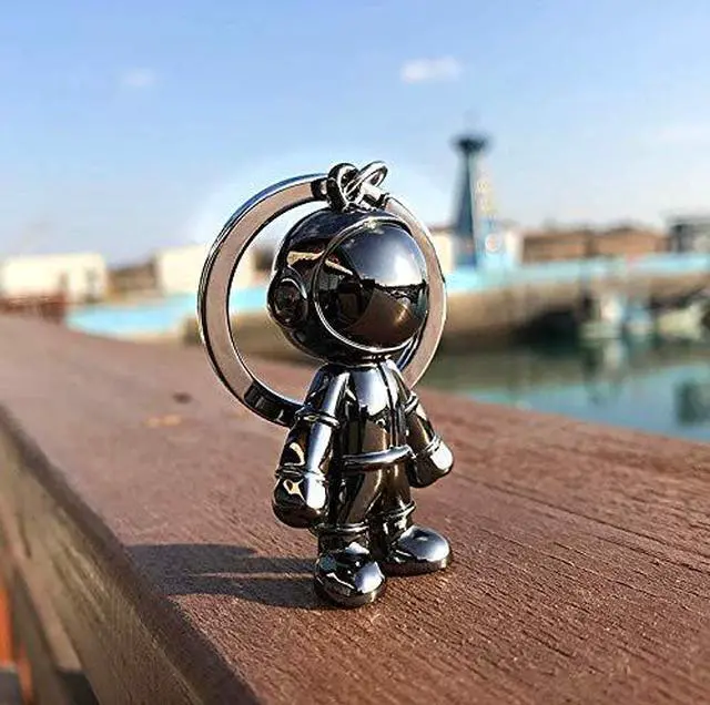 Alt view image 6 of 7 - Black Spacemen Keychains for Men Creative Astronaut Car Key Chain Pendant Backpack Purse Charm Lucky Astronaut Keyrings