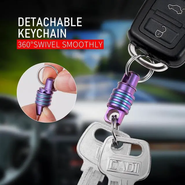 Alt view image 2 of 7 - Titanium Quick Release Keychain, Small Detachable Key Chain Ring, Heavy Duty Key ring Holder for Men Women Car Keys (Purple Detachable Keychain)