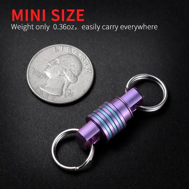 Alt view image 4 of 7 - Titanium Quick Release Keychain, Small Detachable Key Chain Ring, Heavy Duty Key ring Holder for Men Women Car Keys (Purple Detachable Keychain)