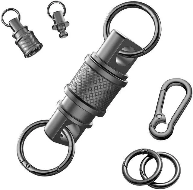 Main image of Quick Release Keychain with Detachable Key Rings-Heavy Duty Retractable Key Chain Clip for Men&Women(Titanium colour)