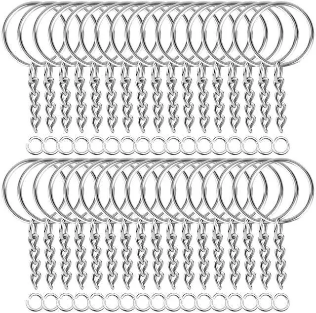 Main image of 50Pcs Keychains with Chain and 50 Pcs Jump Rings, Keychain Rings Kit Findings Bulk for Keychain Making Supplie DIY Crafts