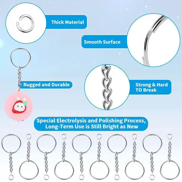 Alt view image 6 of 7 - 50Pcs Keychains with Chain and 50 Pcs Jump Rings, Keychain Rings Kit Findings Bulk for Keychain Making Supplie DIY Crafts