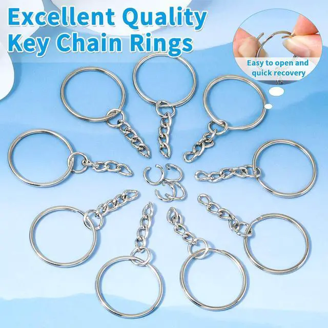 Alt view image 5 of 7 - 50Pcs Keychains with Chain and 50 Pcs Jump Rings, Keychain Rings Kit Findings Bulk for Keychain Making Supplie DIY Crafts
