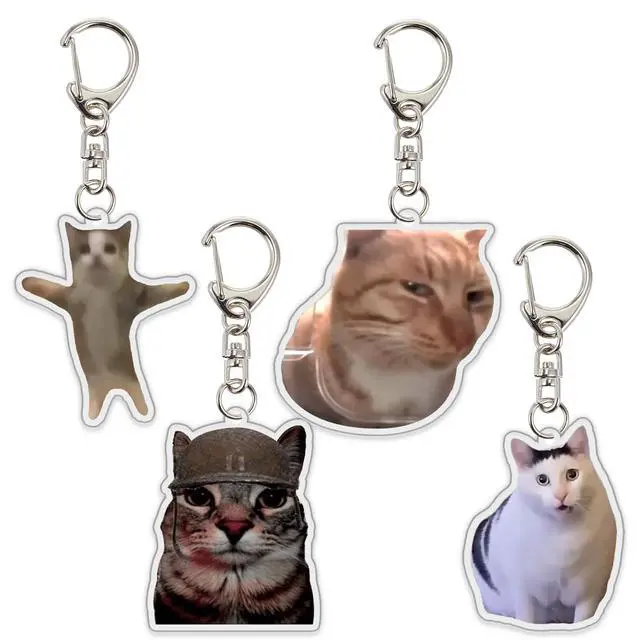 Alt view image 2 of 6 - 8Pcs Cat Keychain Cute Cat Meme Keychains Two Cats Talking Keyring Kawaii Charm Keychain Funny Gift For Friend, Multi, One Size