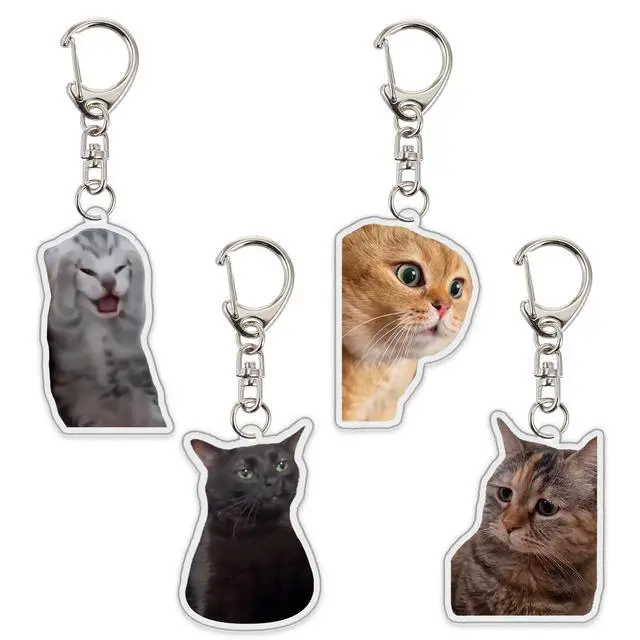 Alt view image 3 of 6 - 8Pcs Cat Keychain Cute Cat Meme Keychains Two Cats Talking Keyring Kawaii Charm Keychain Funny Gift For Friend, Multi, One Size