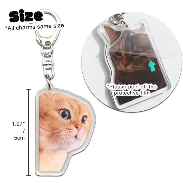 Alt view image 6 of 6 - 8Pcs Cat Keychain Cute Cat Meme Keychains Two Cats Talking Keyring Kawaii Charm Keychain Funny Gift For Friend, Multi, One Size
