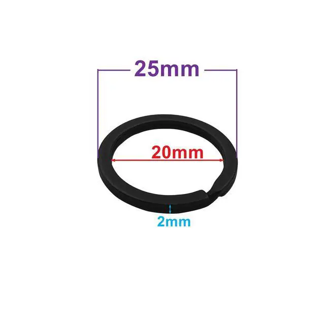 Alt view image 4 of 5 - 20 Pack Key Ring Keychain 1 Inch 25mm Diameter Metal Flat Split Key Chains Rings for Home Car Dog Tag Office Lanyards Keys Attachment Black