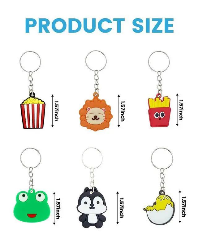 Alt view image 3 of 6 - 100pcs Cartoon Keychain for Kids Party Favors, Mini Cute Keyring for Classroom Prizes, Birthday Christmas Party Favors Gift, Goodie Bag Stuffers Supplies, 20 Colors