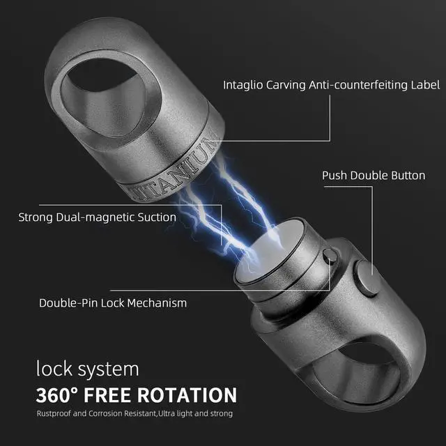 Alt view image 4 of 6 - Magnetic Quick Release Keychain, Heavy Duty Anti-Drop Detachable Magnet Connector with 2 Key Rings for Keys & EDC Tools