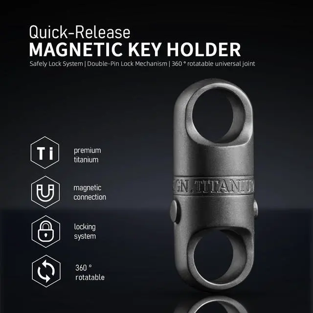 Alt view image 5 of 6 - Magnetic Quick Release Keychain, Heavy Duty Anti-Drop Detachable Magnet Connector with 2 Key Rings for Keys & EDC Tools