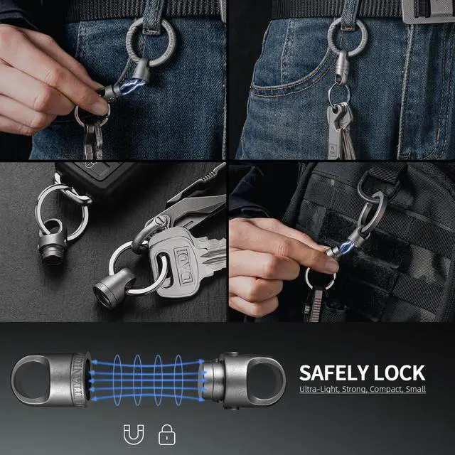 Alt view image 6 of 6 - Magnetic Quick Release Keychain, Heavy Duty Anti-Drop Detachable Magnet Connector with 2 Key Rings for Keys & EDC Tools