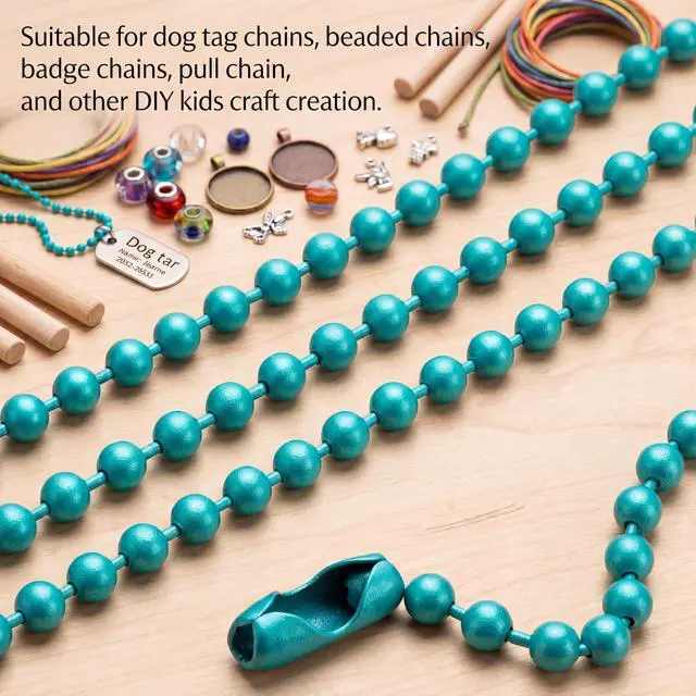 Alt view image 2 of 6 - 200 Pack Colored Bead Keychain Metal Hanging Chains 4.72 Inch Keychains Necklace Connector for Hanging Ornament Jewelry Tag (Vibrant Color)