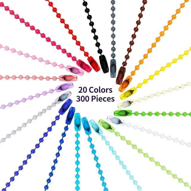 Alt view image 4 of 6 - 200 Pack Colored Bead Keychain Metal Hanging Chains 4.72 Inch Keychains Necklace Connector for Hanging Ornament Jewelry Tag (Vibrant Color)
